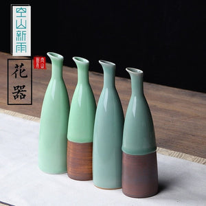 JINGDEZHEN Celadon Vase Chinese Ceramic Decoration Simple Long Flower Vase Home Decor Bone china Vase flower decoration acacuss
