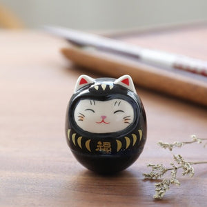 Japanese Ceramic Daruma Crafts Cartoon Lucky Cat Fortune Ornament Landscape Home Decor Accessories Gifts Living Room Decoration acacuss
