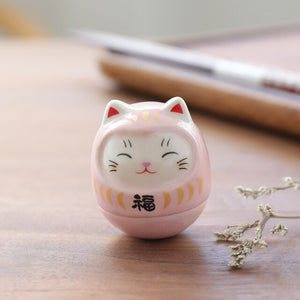 Japanese Ceramic Daruma Crafts Cartoon Lucky Cat Fortune Ornament Landscape Home Decor Accessories Gifts Living Room Decoration acacuss