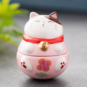 Japanese Ceramic Daruma Crafts Cartoon Lucky Cat Fortune Ornament Landscape Home Decor Accessories Gifts Living Room Decoration acacuss