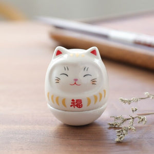 Japanese Ceramic Daruma Crafts Cartoon Lucky Cat Fortune Ornament Landscape Home Decor Accessories Gifts Living Room Decoration acacuss