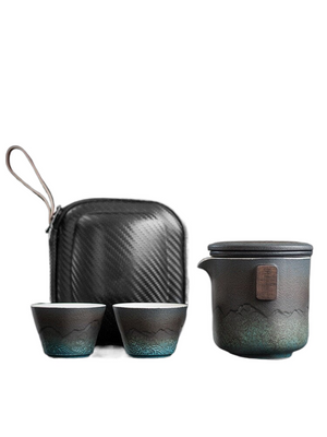 ACACUSS Ceramic Portable Travel Tea Set Outdoor Kung Fu Tea I Japanese Ceramic Tea Cup with Infuser I Mountain Pottery Tea mug 450ml - ACACUSS