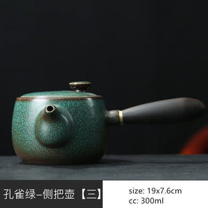 Japanese Ceramics Tea Pot Retro Kiln Alteration Solid Wood Handle Filter Teapot Household Porcelain Beauty Kettle Tea Set acacuss
