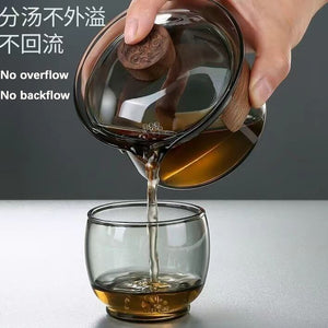 Japanese Glass Gaiwan Tea Tureen Single Heat-resistant and Scald Proof Sancai Cup Tea Set Kung Fu Tea Cup and Bowl acacuss