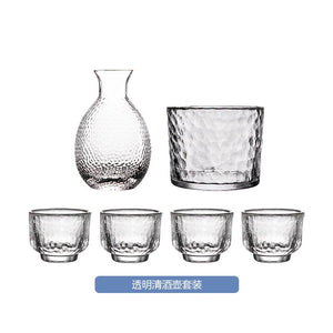 Japanese Hammer Pattern Glass Wine Set Sake Pot Set Cocktail Cup Heat-resistant Scalding Wine Pot Wine Dispenser acacuss