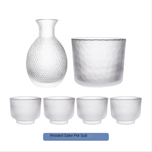 Japanese Hammer Pattern Glass Wine Set Sake Pot Set Cocktail Cup Heat-resistant Scalding Wine Pot Wine Dispenser acacuss
