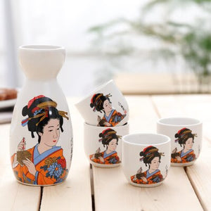 Japanese Sake Pot Set Fruit Wine Mug Sake Cup Household Baijiu Wine Mug Ceramic Sake Wine Set acacuss