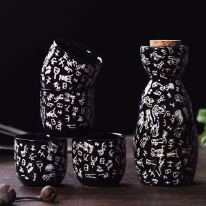 Japanese Sake Pot Set Fruit Wine Mug Sake Cup Household Baijiu Wine Mug Ceramic Sake Wine Set acacuss