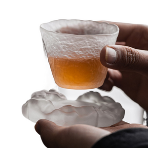 Japanese Style Glaze Teacup and Saucer Set Glass Tea Cup Kung Fu Creative Crystal Coffee Mug Espresso Cups Luxury Sake Cup Gift acacuss