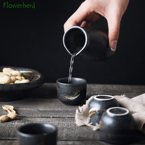 Japanese Style Wine Set, Ceramic Sake Set, Wine Dispenser, White Wine, Rice Wine Cup, Small Wine Glass, Home Drinking Set acacuss