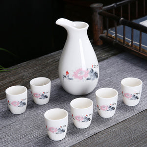Japanese Style Wine Set Japanese Style Sake Cup Ceramic Jug Wine Dispenser Decanter Small Wine Cup Small Wine Glass One Mouthful acacuss