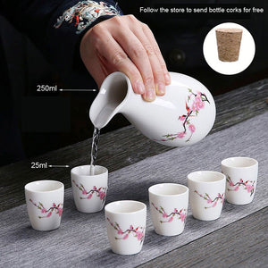 Japanese Style Wine Set Japanese Style Sake Cup Ceramic Jug Wine Dispenser Decanter Small Wine Cup Small Wine Glass One Mouthful acacuss