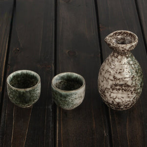Japanese and Korean Style 200ml Imitation Marbled Round Belly Characteristic Sake Pot Color Glaze Ceramic Small Wine Glass Set acacuss