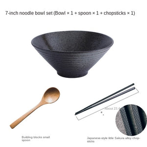 Japanese creative tableware set, commercial bamboo hat ceramic bowl, household large ramen, rice, noodles, soup bowl acacuss