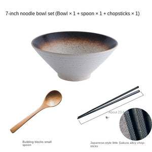 Japanese creative tableware set, commercial bamboo hat ceramic bowl, household large ramen, rice, noodles, soup bowl acacuss