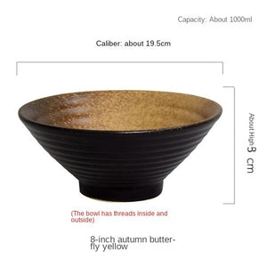 Japanese creative tableware set, commercial bamboo hat ceramic bowl, household large ramen, rice, noodles, soup bowl acacuss