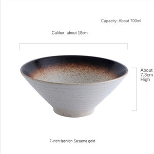 Japanese creative tableware set, commercial bamboo hat ceramic bowl, household large ramen, rice, noodles, soup bowl acacuss