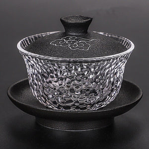 Japanese-style Heat-resistant Glass Gaiwan Ceramic with Cover Teacup Tea Maker Household Transparent Tea Bowl Boutique Tea Set acacuss