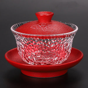 Japanese-style Heat-resistant Glass Gaiwan Ceramic with Cover Teacup Tea Maker Household Transparent Tea Bowl Boutique Tea Set acacuss