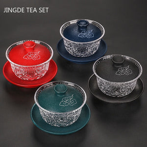 Japanese-style Heat-resistant Glass Gaiwan Ceramic with Cover Teacup Tea Maker Household Transparent Tea Bowl Boutique Tea Set acacuss