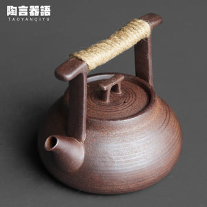 Japanese style teapot handmade retro stoneware Kungfu tea ceremony portable tea maker ceramic teapot tea set acacuss
