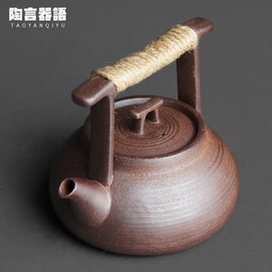 Japanese style teapot handmade retro stoneware Kungfu tea ceremony portable tea maker ceramic teapot tea set acacuss