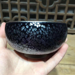 Jianzhan Chinese Traditional Skill Tenmoku Tea Bowl Sky Eye Drinkware Matcha Chawan Bowl Oil Spot Japanese Tea Utensils Handmade acacuss