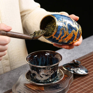 Jianzhan Gold InLaid Tea Caddy Sealed Storage Coffee Canister - Kung Fu Tea Set Kitchen Tank Storage Tank Tea Set Accessories - acacuss