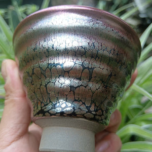 Jianzhan Pink Tenmoku Teacup Beautiful Glaze Special Shape Natural Clay Fired in Kiln Gift Chinese Song Dynasty's Crafts Culture acacuss
