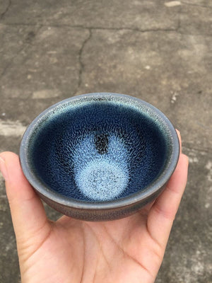 Jianzhan Tenmoku Tianmu Tea Cup Bowl Blue Indigo Dragon Scales Pattern 100ml/3.4oz Collection Ceremony Handmade Glorious Change acacuss