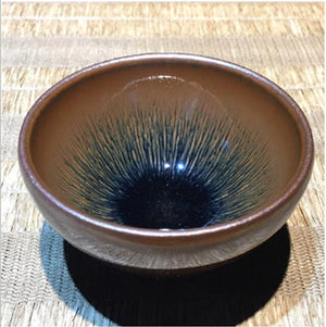 Jianzhan Traditional Hand-Crafted Tea Bowl for Japanese Tea Ceremony or Everyday Use Tenmoku Tea Cup NOGIME Pattern acacuss