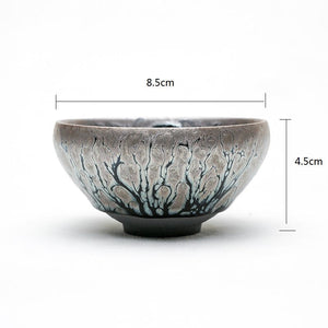 Jianzhan Unique Tree Style Handleless Tea Cups Grey Clay Tenmoku Glaze for Japanese Tea Ceremony Collection Decoration acacuss