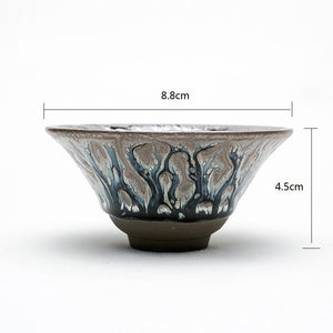 Jianzhan Unique Tree Style Handleless Tea Cups Grey Clay Tenmoku Glaze for Japanese Tea Ceremony Collection Decoration acacuss