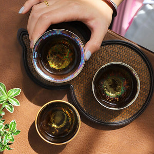 Jun Kiln Peacock Gilt Teacup Jianzhan Master Cup Ceramic Tea Cup Kung Fu Tea Set Hat Cup Colorful Teacup Chinese Tea Set Teaware acacuss