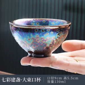 Jun Kiln Peacock Gilt Teacup Jianzhan Master Cup Ceramic Tea Cup Kung Fu Tea Set Hat Cup Colorful Teacup Chinese Tea Set Teaware acacuss