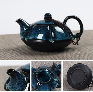 Jun kiln change glaze teapot,temmoku glaze pot Handmade kettle kung fu teapot Chinese tea ceremony supplies teapot 180ml acacuss