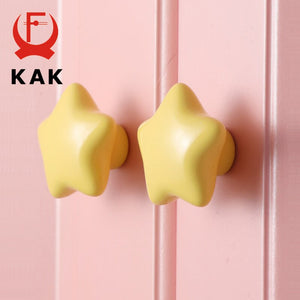 KAK Ceramic Cartoon Furniture Knobs Kids Room Drawer Closet Handles for Cabinets Colorful Cloud Star Kitchen Handle Hardware acacuss