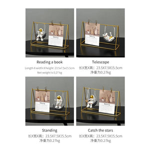 Kawaii Room Decoration Home Accessories Resin Embellishment Astronaut Model Swing Calendar Figurines Office Desk Decorative Gift acacuss