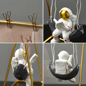Kawaii Room Decoration Home Accessories Resin Embellishment Astronaut Model Swing Calendar Figurines Office Desk Decorative Gift acacuss