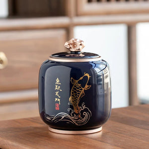 ACACUSS Kitchen Storage cookie & Sugar jar Vintage Style | Retro Stoneware | Ceramic Airtight pot Gong Fu | Candy Can - ACACUSS