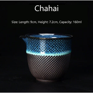 ACACUSS Kung Fu tea set travel bag - Chinese Tea Set Blue Amber Glaze Ceramic Temmoku Glaze Exquisite KungFu Portable Teapot Gaiwan Tea Cups - ACACUSS