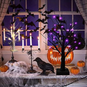 LED Simulation Purple Tree Light Halloween Thanksgiving Decoration acacuss