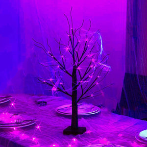 LED Simulation Purple Tree Light Halloween Thanksgiving Decoration acacuss