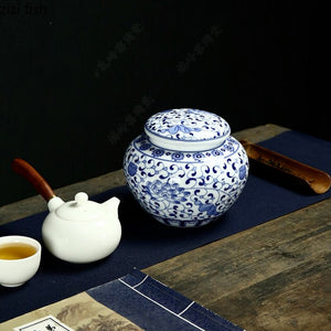 Large Ceramic Tea Caddy Sealed Jar Tea Box Storage Tank Medicinal Pot Candy Jar Tea Container Decor Storage Box Tea Organizer acacuss