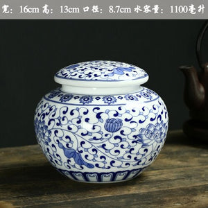 Large Ceramic Tea Caddy Sealed Jar Tea Box Storage Tank Medicinal Pot Candy Jar Tea Container Decor Storage Box Tea Organizer acacuss