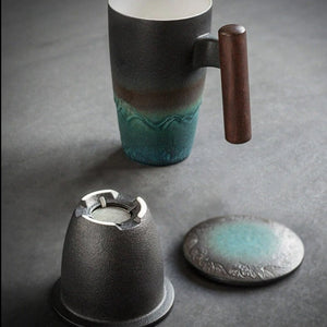 ACACUSS Large-capacity Mug, Ceramic Tea With Lid big tea cup with lid and infuser - Japanese Ceramic Tea Cup with Infuser Coffee Cup - ACACUSS