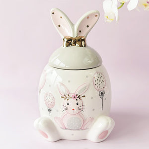 Large-capacity Pink Golden Rabbit Series Ceramic Tea Caddy Tea Container Home Cartoon Embossed Tea Storage Kitchen Canisters Set acacuss