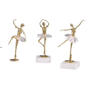 Light Luxury Crystal Brass Ballet Dancing Girl Human Sculpture Fairy Porch Desktop Decoration Home Decoration Birthday Present acacuss