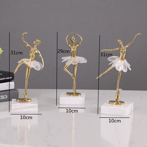 Light Luxury Crystal Brass Ballet Dancing Girl Human Sculpture Fairy Porch Desktop Decoration Home Decoration Birthday Present acacuss