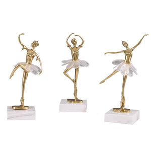 Light Luxury Crystal Brass Ballet Dancing Girl Human Sculpture Fairy Porch Desktop Decoration Home Decoration Birthday Present acacuss